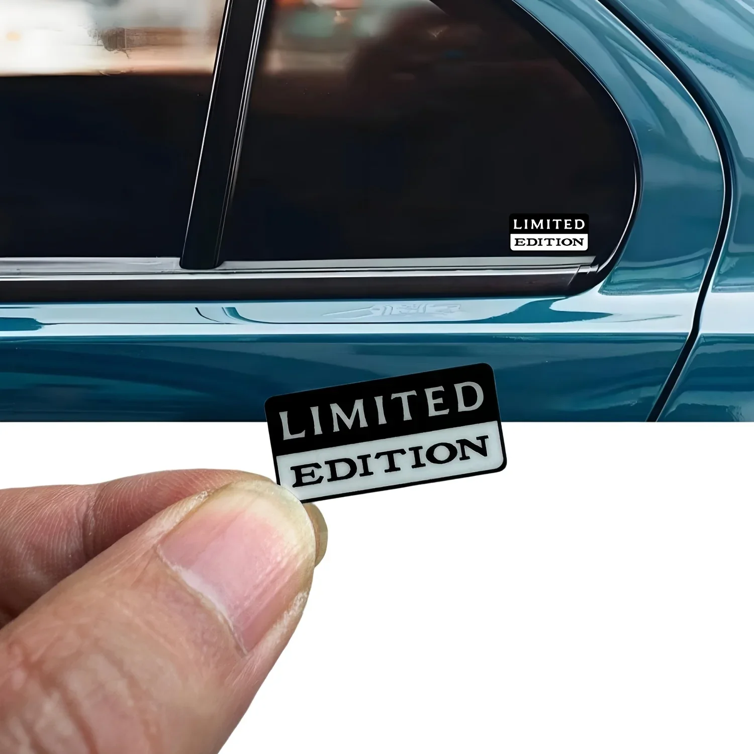applying waterproof car emblem stickers to a vehicle