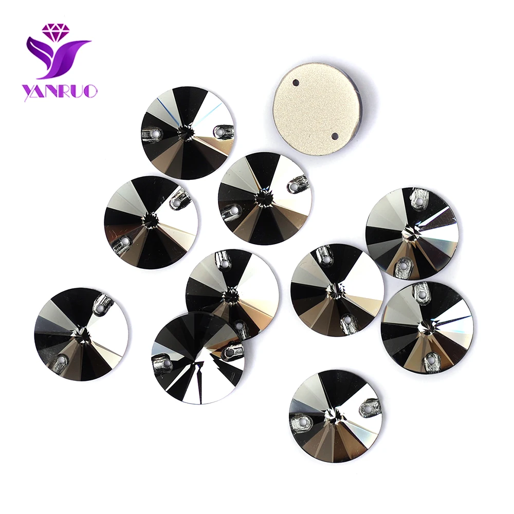 YANRUO 3200 Rivoli Black Diamond Glass Stones Diamond Rhinestones Gems Crystal For Needlework Gymnastics Dress Jacket