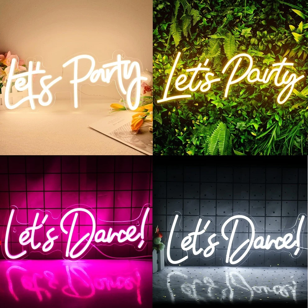 

Lets Party Dimmable Neon LED Sign USB Power Neon Lights for Bar Pub Wall Wedding Birthday Aesthetic Decoration Room Wall Decor