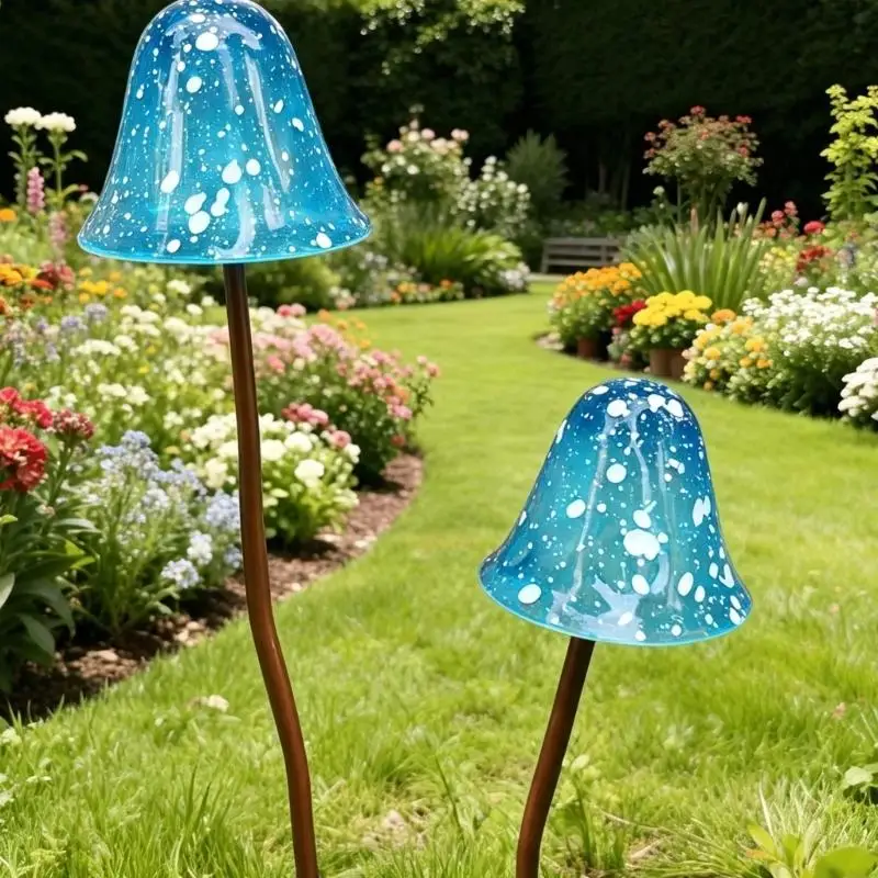 652F Garden Yard Mushroom Stakes Set for Soil Placement, Lawn Use, Container Side Use, Front Entry Zones and Outdoor Use