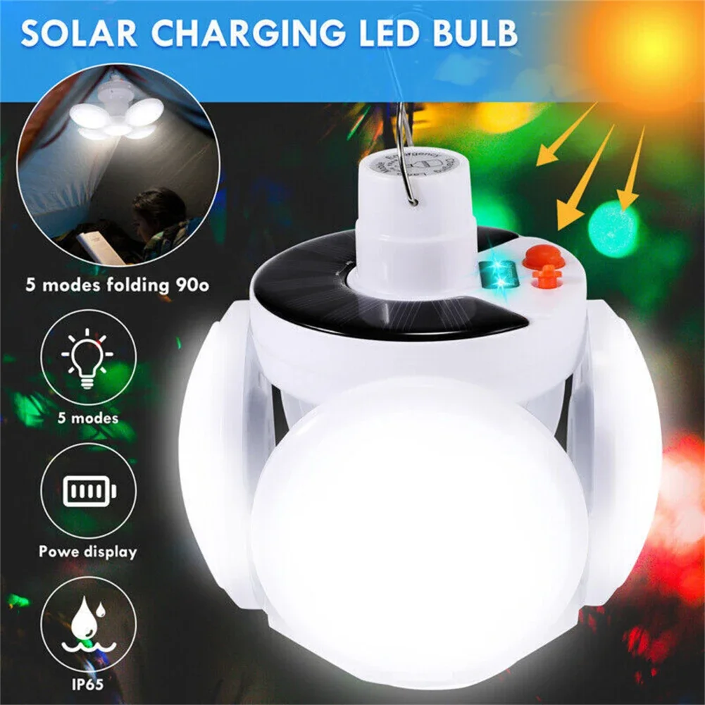 Solar Outdoor LED Light DC Fast Charging Folding Lamp Portable Waterproof Garden Camping Torch Emergency Search Lighting