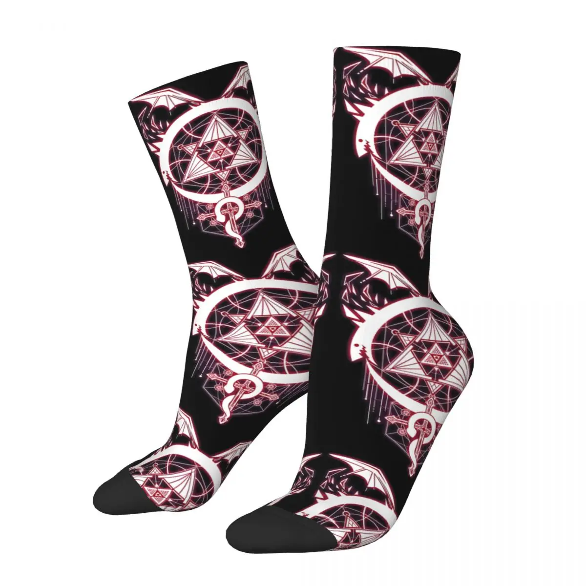 

Crazy compression Glowing Sock for Men Harajuku Snakes Of Alchemy Seamless Pattern Crew Sock Casual