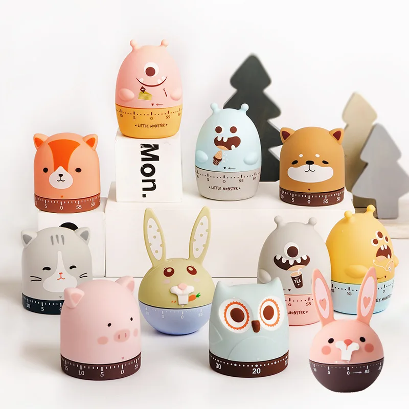 

1Pcs Cute Cartoon Animal Shape Study Time Management Multifunction for Kid Kitchen Timer Cooking Reminder Home Decor Alarm Clock