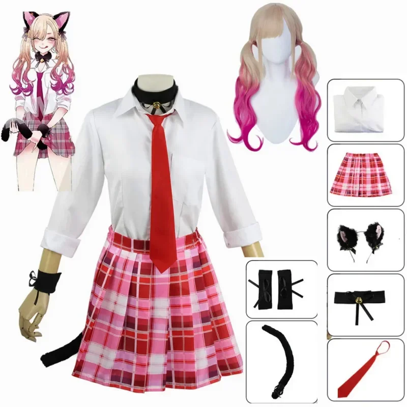 Marine Kitagawa Anime My Dress Up Darling Lolita Cat Girl JK Rock Outfits Cosplay Purim Karneval Party Kostüm Unif MN8