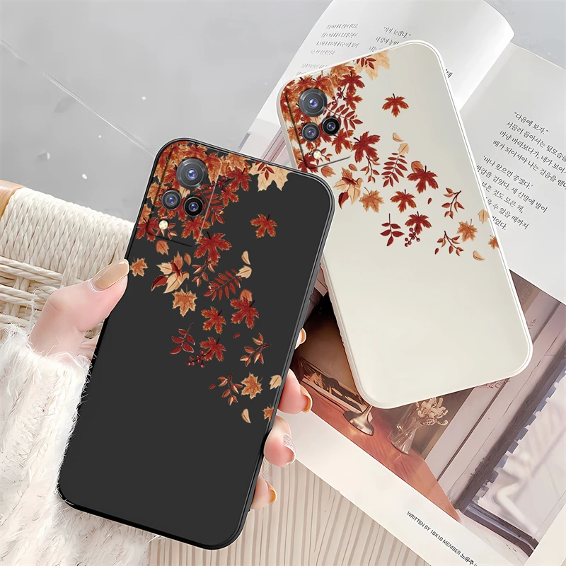 S6 S9 S9E S10E Liquid Silicone Case For Vivo S15 Pro S16 Pro S16E S5 S12 Fashion Leaves Patten Shockproof Matte Back Cover