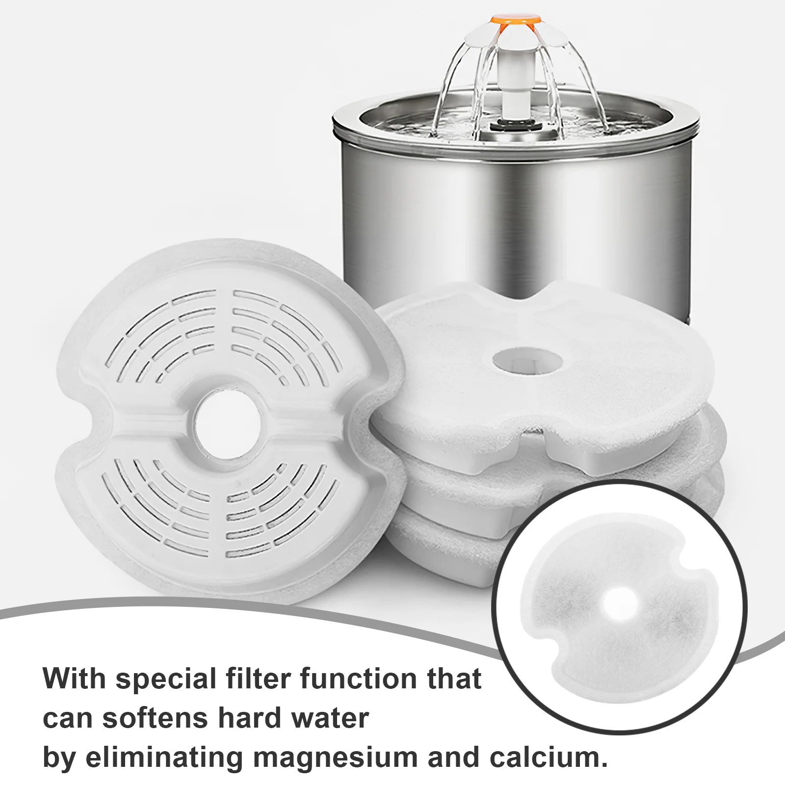 

8pcs Pet Fountain Replacement Filters For Cat Waterer Dog Dispenser Water Fountain Filter Replaceable Household Pet Waterer