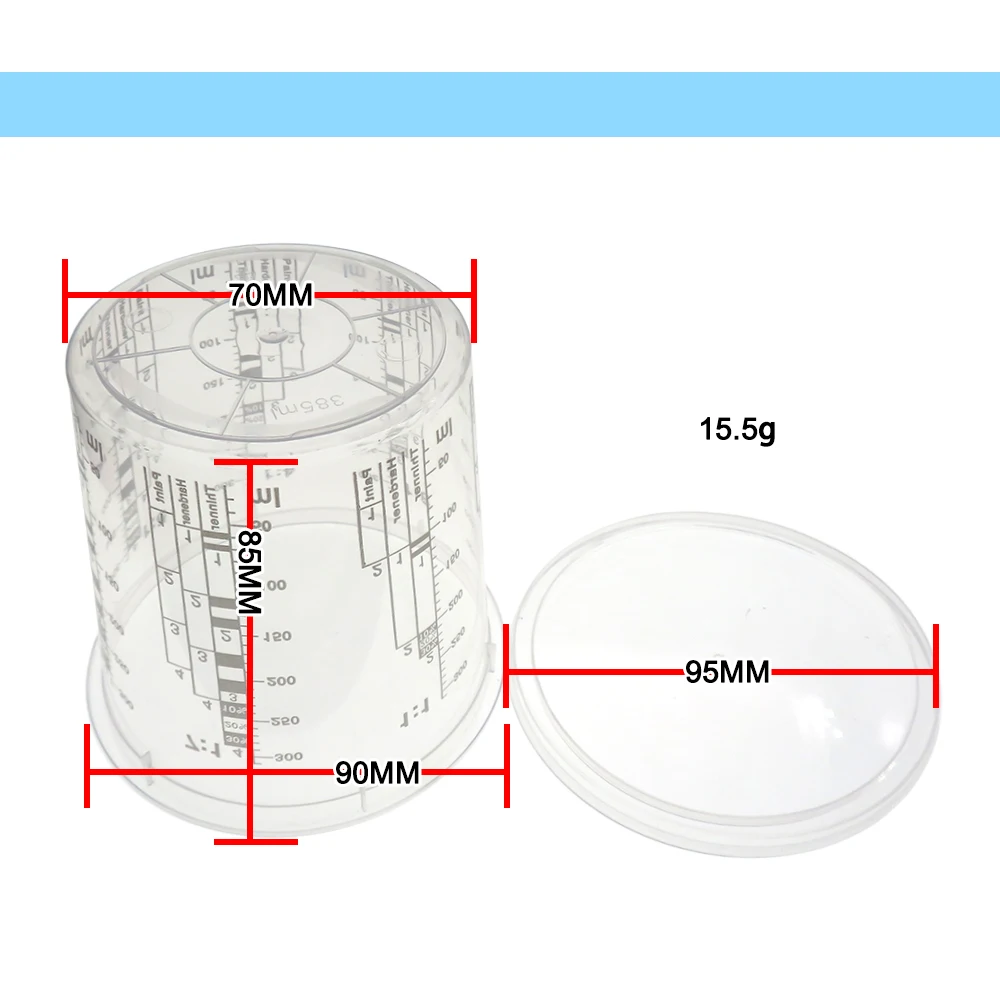 5/10 Pcs Plastic Paint Mixing Cups 385/680/1370/2250ML Disposable Transparent Paint Mixing Calibration Cup with Lid for Precise