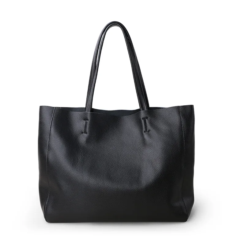 Sac fourre-tout simple en cuir de vachette pour femme, couche de tête, grande capacité, initié unique, grand sac de transport, 2024