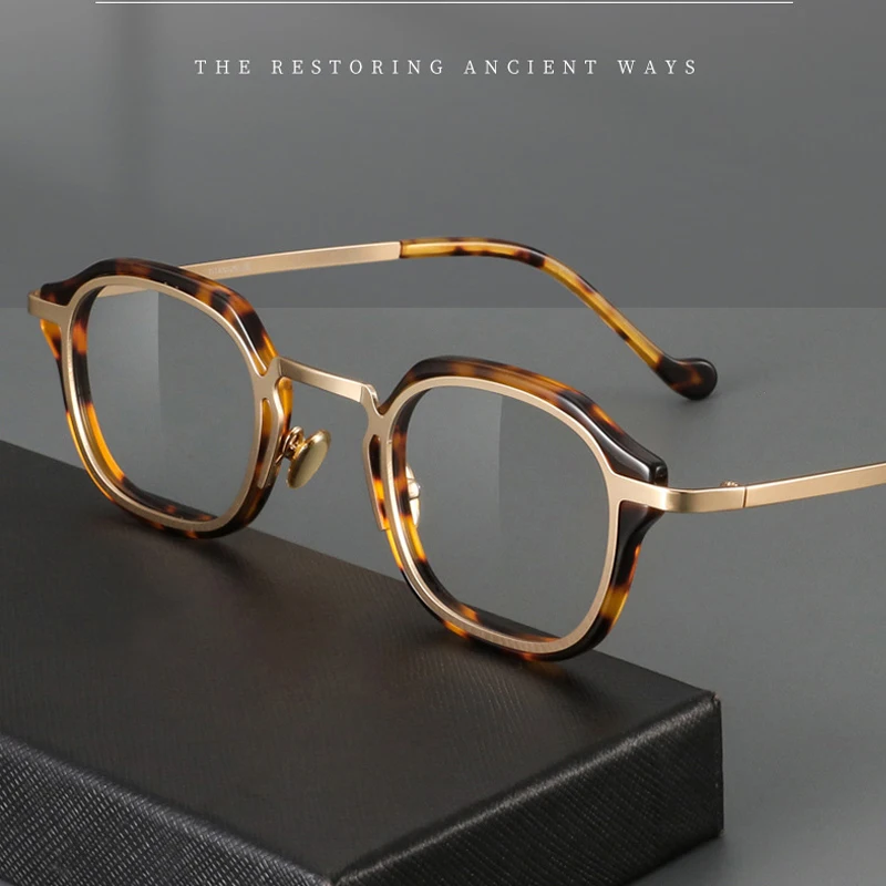 

Новые ретро-очки класса люкс с оправой под черепаховый панцирь, мужские деловые квадратные титановые очки