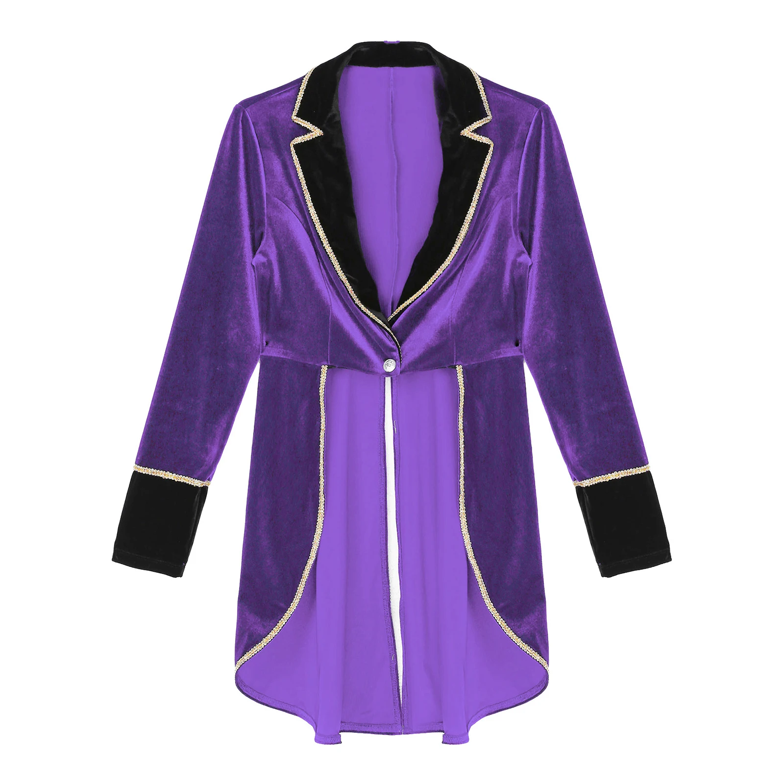 

Women Halloween Magician Circus Cosplay Velvet Jackets Long Sleeve Swallow-Tailed Coat Daily Party Fashion Chic Role Play Outfit
