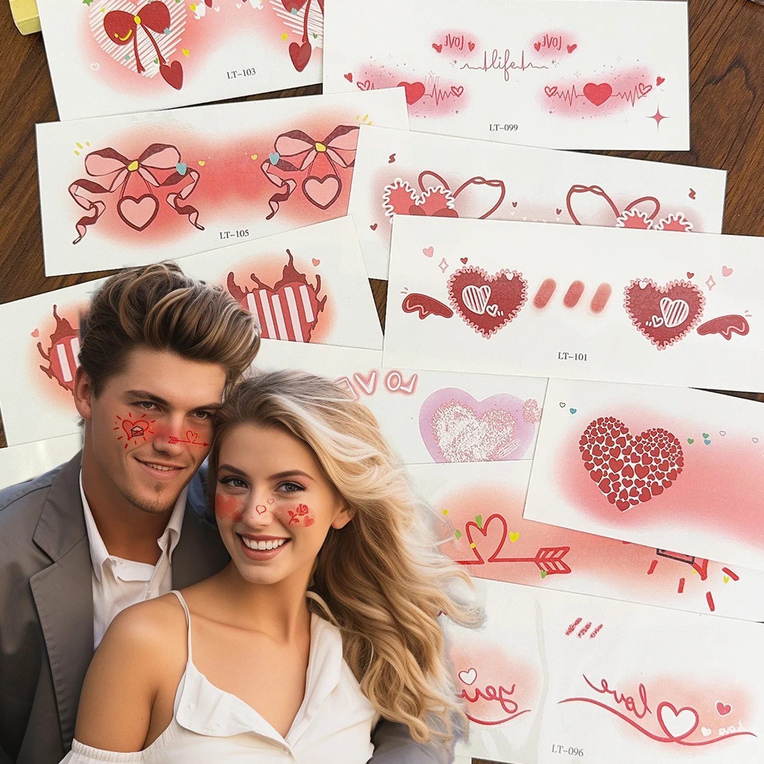 

2/5Sheets Cute Valentine's Day Blush Heart Face Stickers Girl Daily Makeup Sticker Blush Sexy Temporary Tattoos Sticker 2025 New