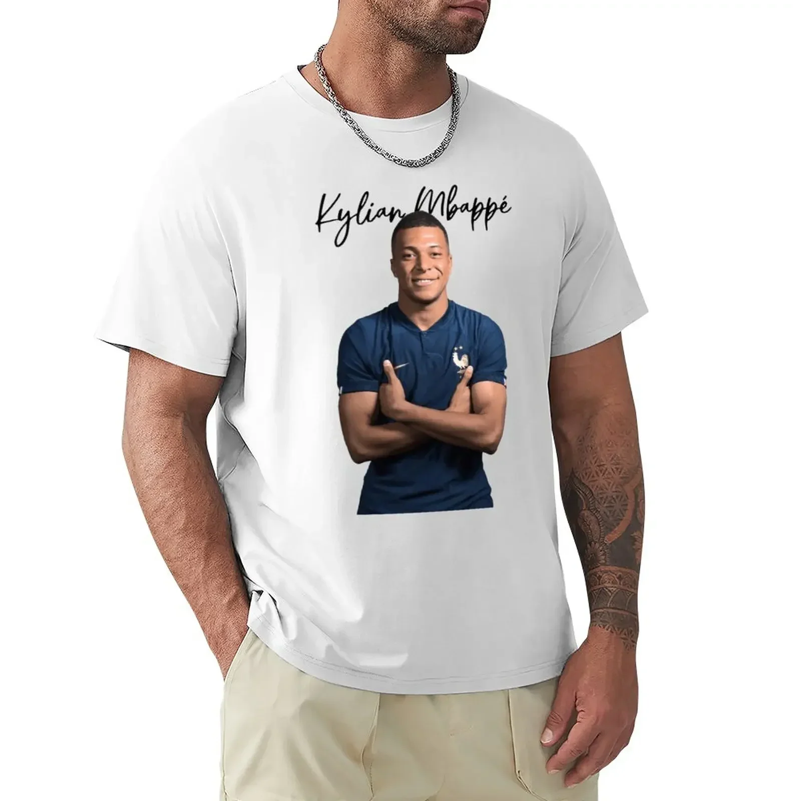 High Grade Round Neck Fitness USA Size France Kylianer And Mbappé And Football Move Kemp Top Quality Top Tee