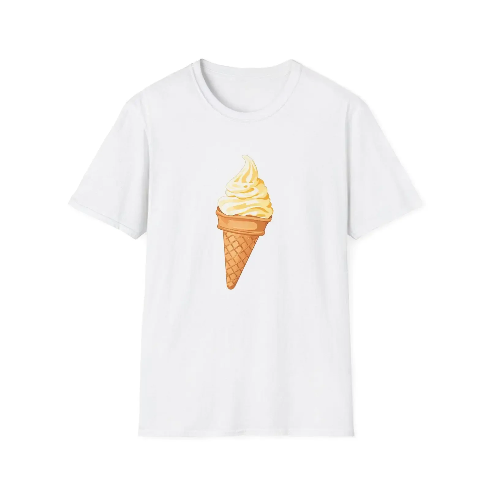 Vanilla Soft Serve Ice Cream Cone T Shirt Summer Dessert  vintage Washed Casual Unisex homme Stretched Versatile Breathable