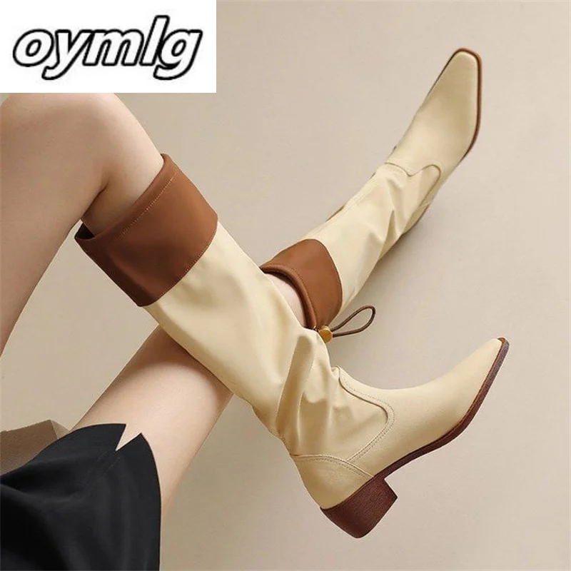 

2024 Autumn/Winter New Style Square Head Coarse Heel High Barrel Fashion Knight Boots