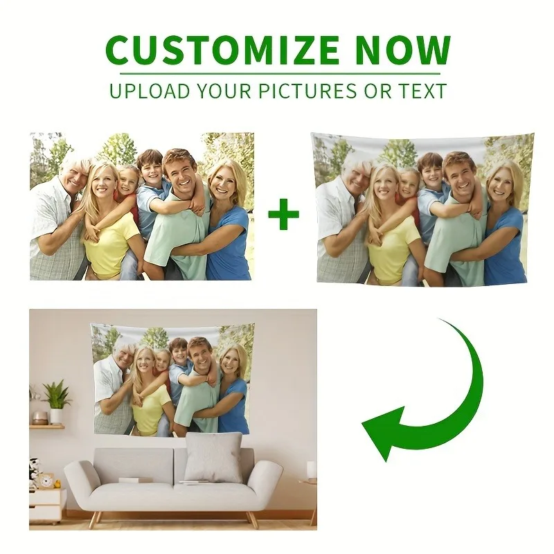 1 Stück individueller Wandteppich mit Bildupload für personalisierten Hintergrund – Wandbehang, geeignet für Schlafzimmer, Wohnzimmer, Studentenwohnheim-Dekoration – verschiedene Größen,