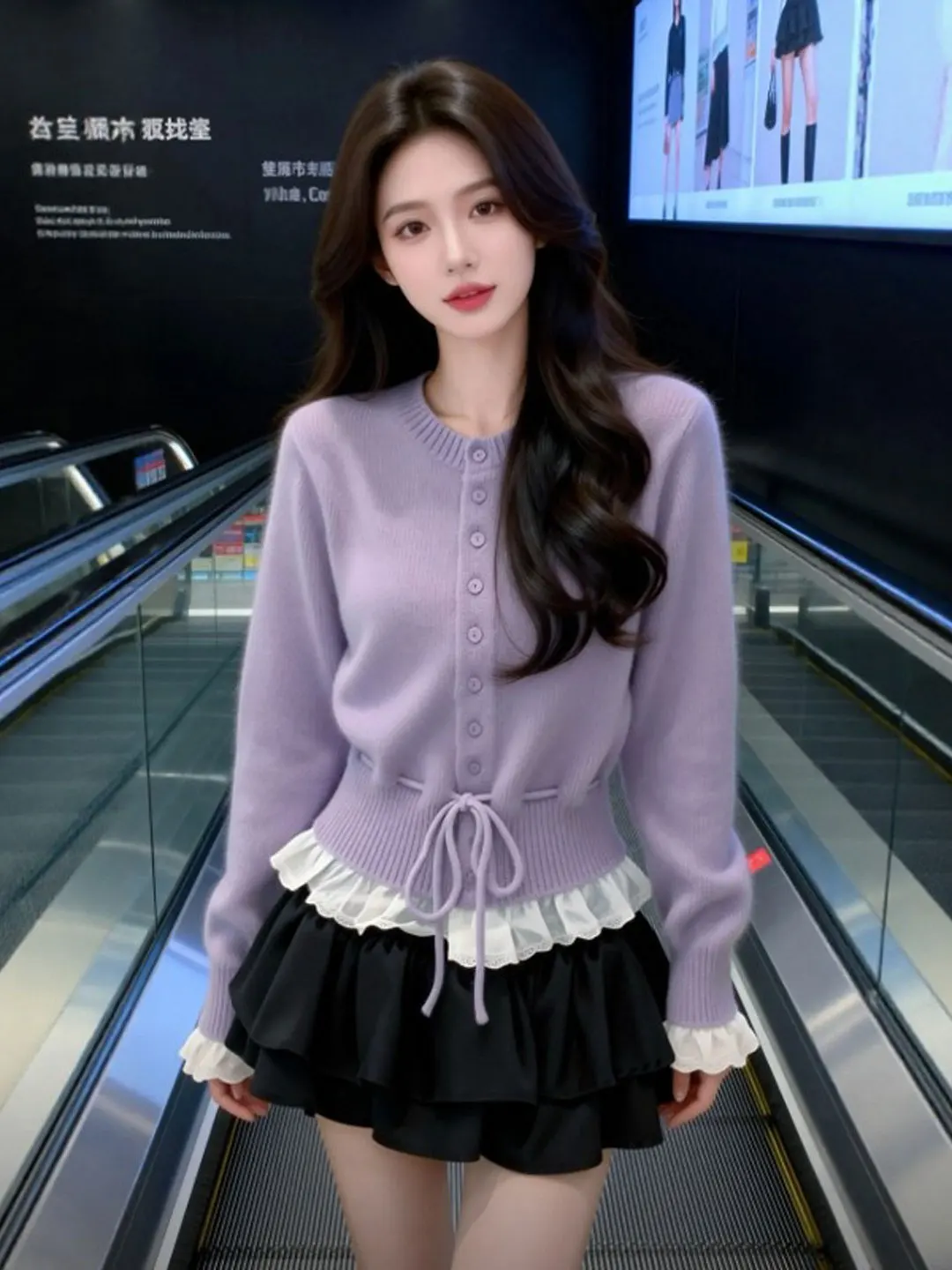 

Уникальный облегающий вязаный топ Sli фиолетового цвета, женский модный весенний 2026, корейский мягкий ветер, красивый топ с застежкой на талии