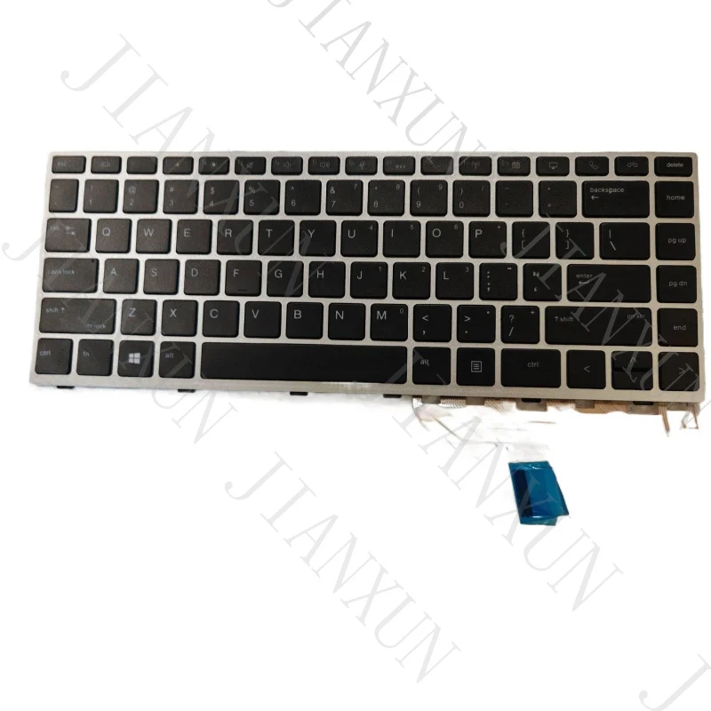 Teclado Retroiluminado Plateado para HP EliteBook 745 G5 840 G5 ZBook 14u G5 14u G6 (EE. UU.)