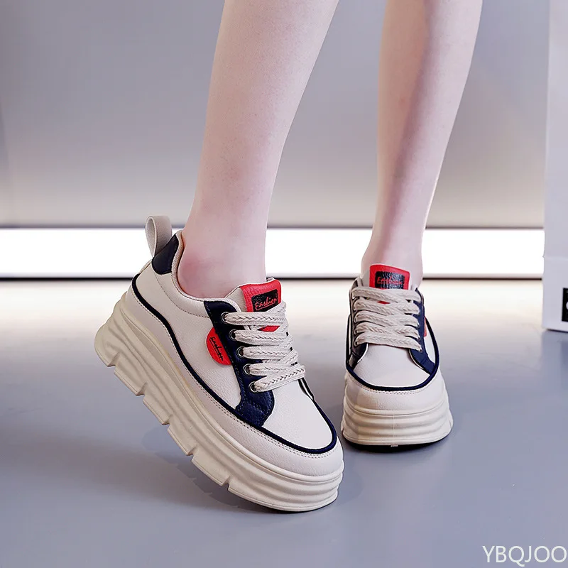新しいファッショナブルな多用途カラーブロックレディースシューズ春秋厚底耐摩耗性スニーカーカジュアル通気性シューズ