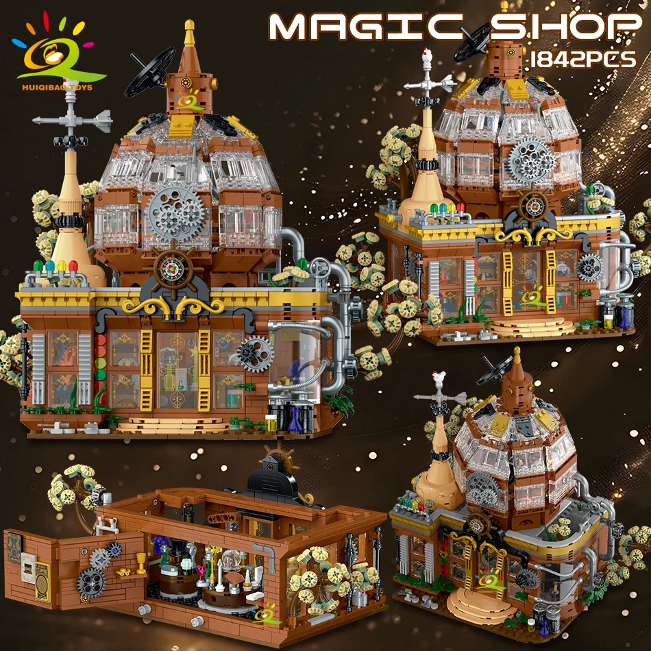 HUIQIBAO Steam Punk Magic Shop Building Kit 1842PCS DIY Mechanical Model Creative Gift for Adults Teens Collectible Assembly Toy