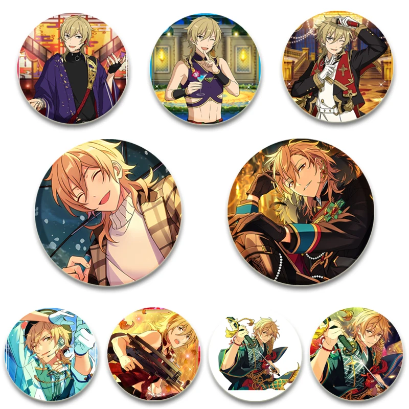 

58/44/32mm Anime Ensemble Stars Snap-in Button Pins Cartoon Figures Kaoru Hakaze Brooch Badge on Backpack Clothes Gifts