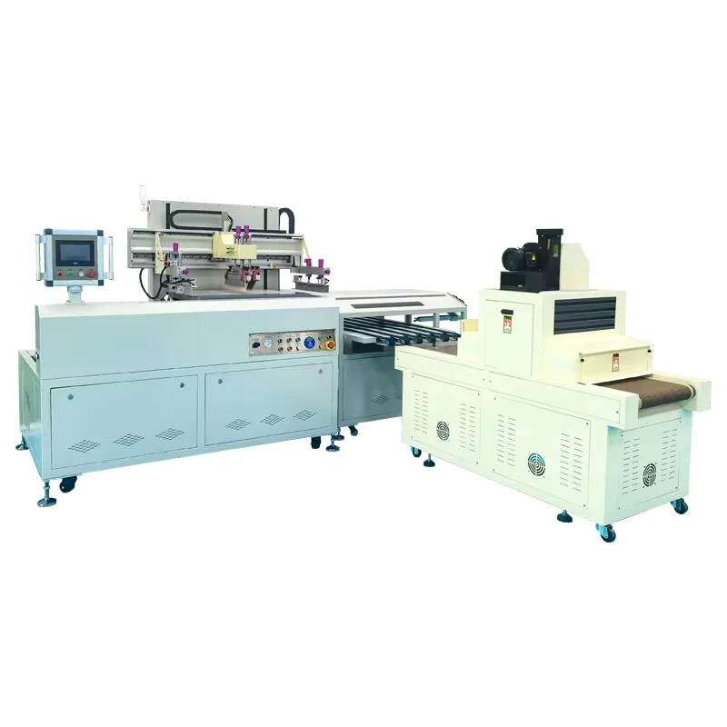 Automatic flat panel spot Uv screen printing machine, for paper sticker heat transfer plastic film PVC sheet