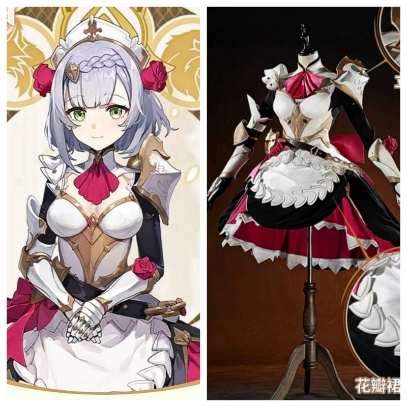 

Noelle Cosplay Costume Game Genshin Impact Anime Women Sweet Dress Apron Role Play Clothing Halloween Comic-con Party Suit