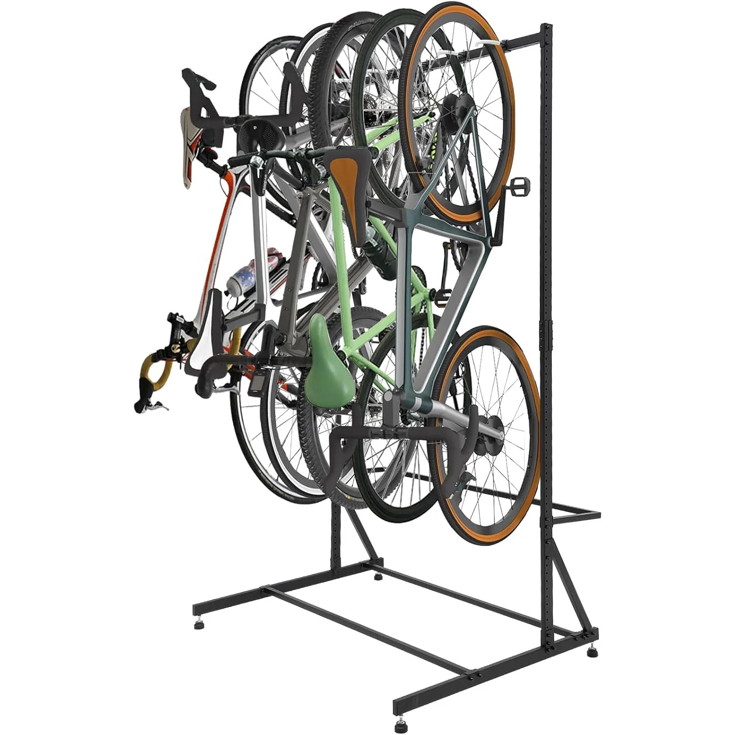 new Freestanding 5 Bike Storage Bike Rack Garage Floor Stand Height Adjustable for Backyards Basements Storefronts Workplaces