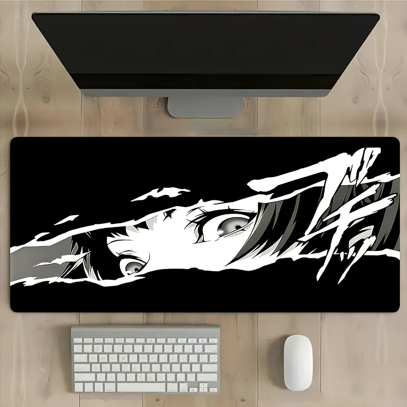 

1PC 900×400, Black and White Anime Eyes Oversize Gaming Mouse Pad with Locked Edges,Anti-Slip Rubber Bottom for PC Gamer