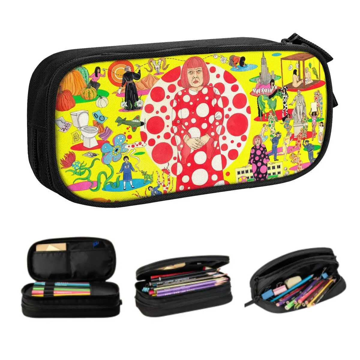 Cute The World Of Yayoi Kusama Pencil Cases for Boy Girl Big Capacity Pencil Pouch Stationery