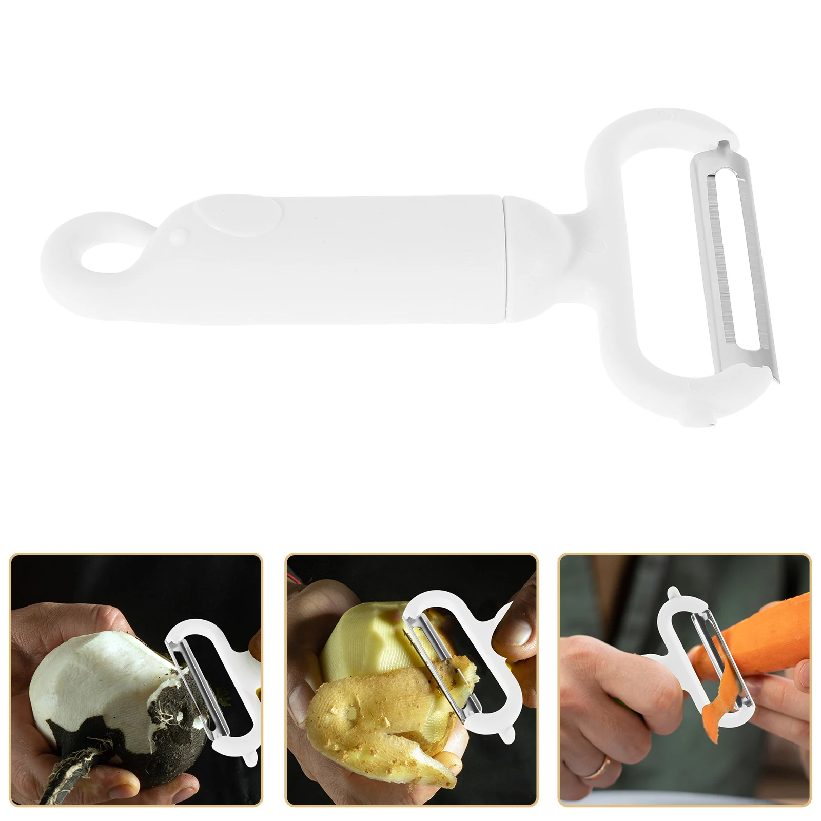 

1pcs Stainless Steel Multi-Function Peeler Double-Sided Vegetable Fruit Kitchen Tool Ergonomic Handle Efficient Peeling Storage