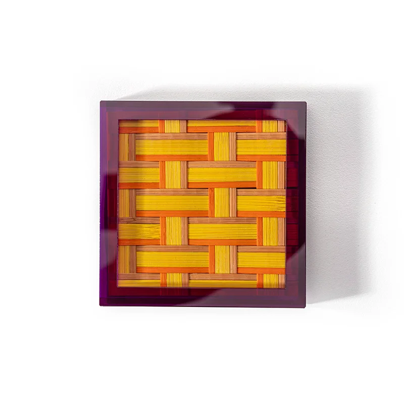 Handmade Bamboo Weaving Fridge Magnet Creative Acrylic Resin Refrigerator Sticker Traditional Chinese Craft Souvenir Home Decor