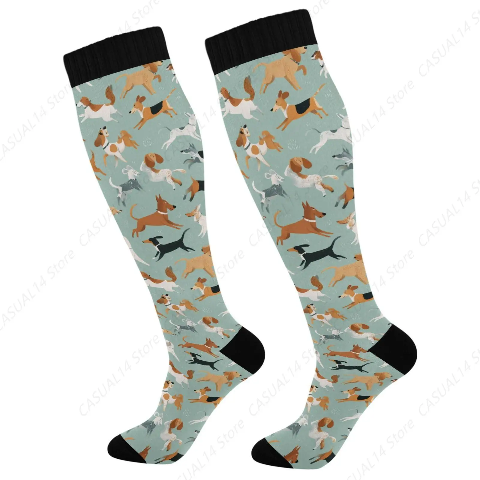 

Lovely Pattern Of Dogs Compression Socks Wide Calf Knee High Socks for Women Men Support Socks for Nurses