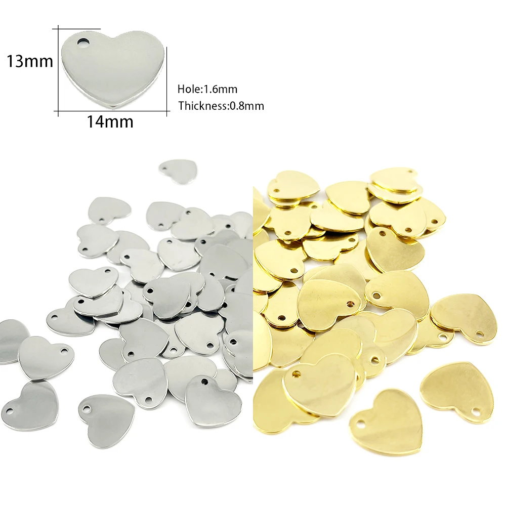 100 stks/partij Custom Pandant Rvs Blank Stempelen Dog Tags Charms Staal Goud Kleur Tag Persoonlijkheid Lasergravure LOGO