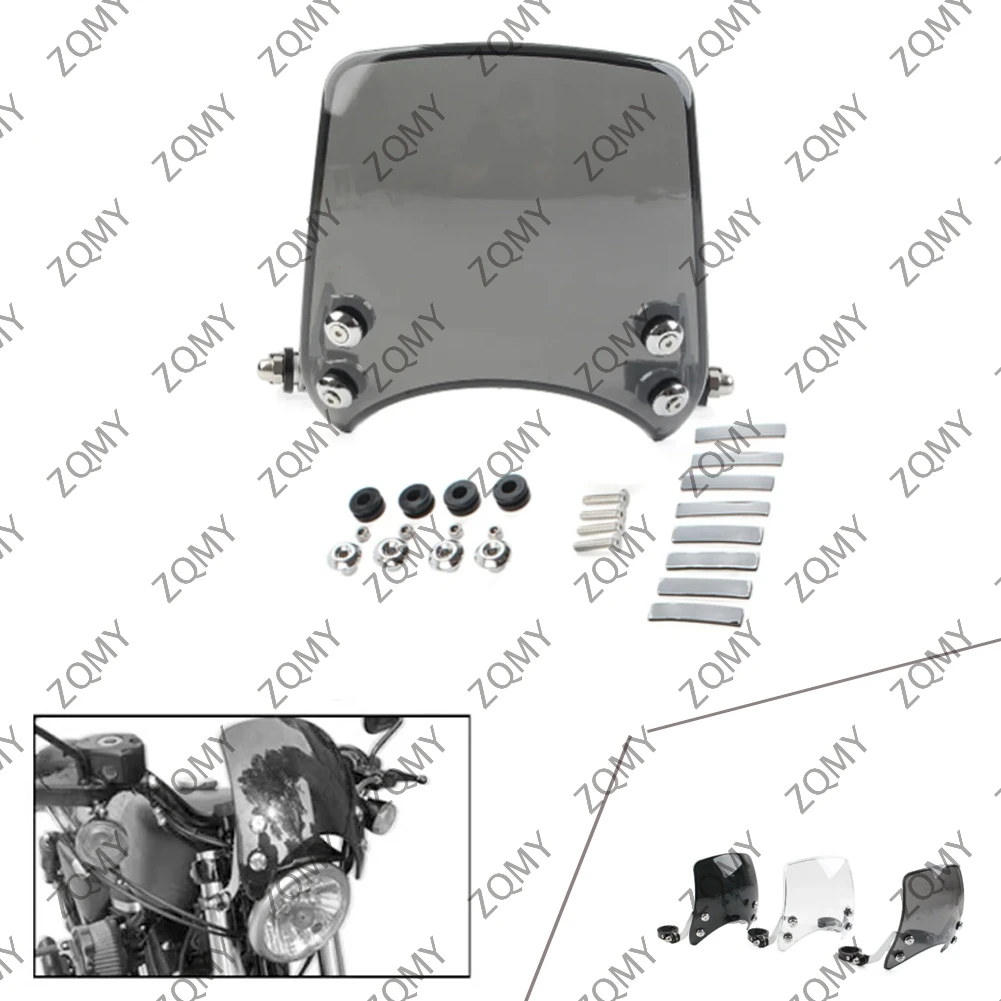 

Motorcycle Headlight Windshield Wind Deflector Windscreen With Bracket and Screws For Harley Davidson 48 883 1200