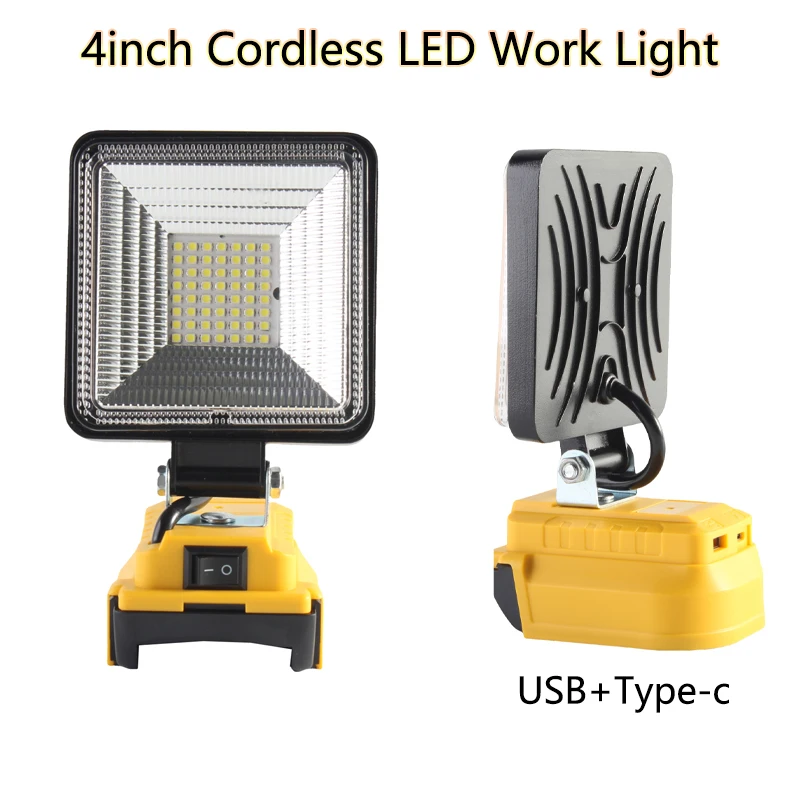 

portable flashlight Cordless LED Work Light for Dewalt 18V Battery with USB Type-C Port for outdoor Emergency Workshop Garage