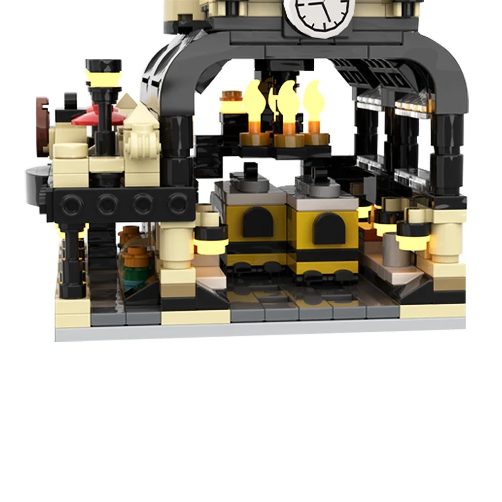 Gobricks MOC Mini 910002 Studgate محطة القطار بنة مجموعة عرض الشارع العمارة محطة السكك الحديدية ألعاب مكعبات للأطفال هدية