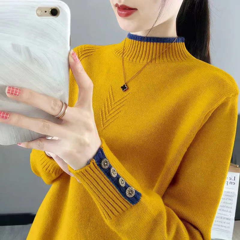 Pulls Femmes Wool Turtleneck Long Sleeve Women's Sweater Warm Fall Winter Pollovers Top Ladies Knitwear Spring Woman Clothes