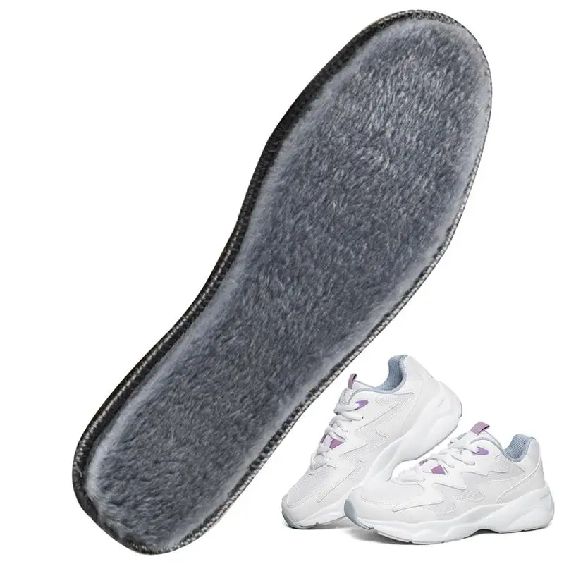 Thermal Insoles Boot Insert Thermal Warm Insole With Long Plush Wool Felt Bottom Washable & Wear-Resistant For Winter Men Women