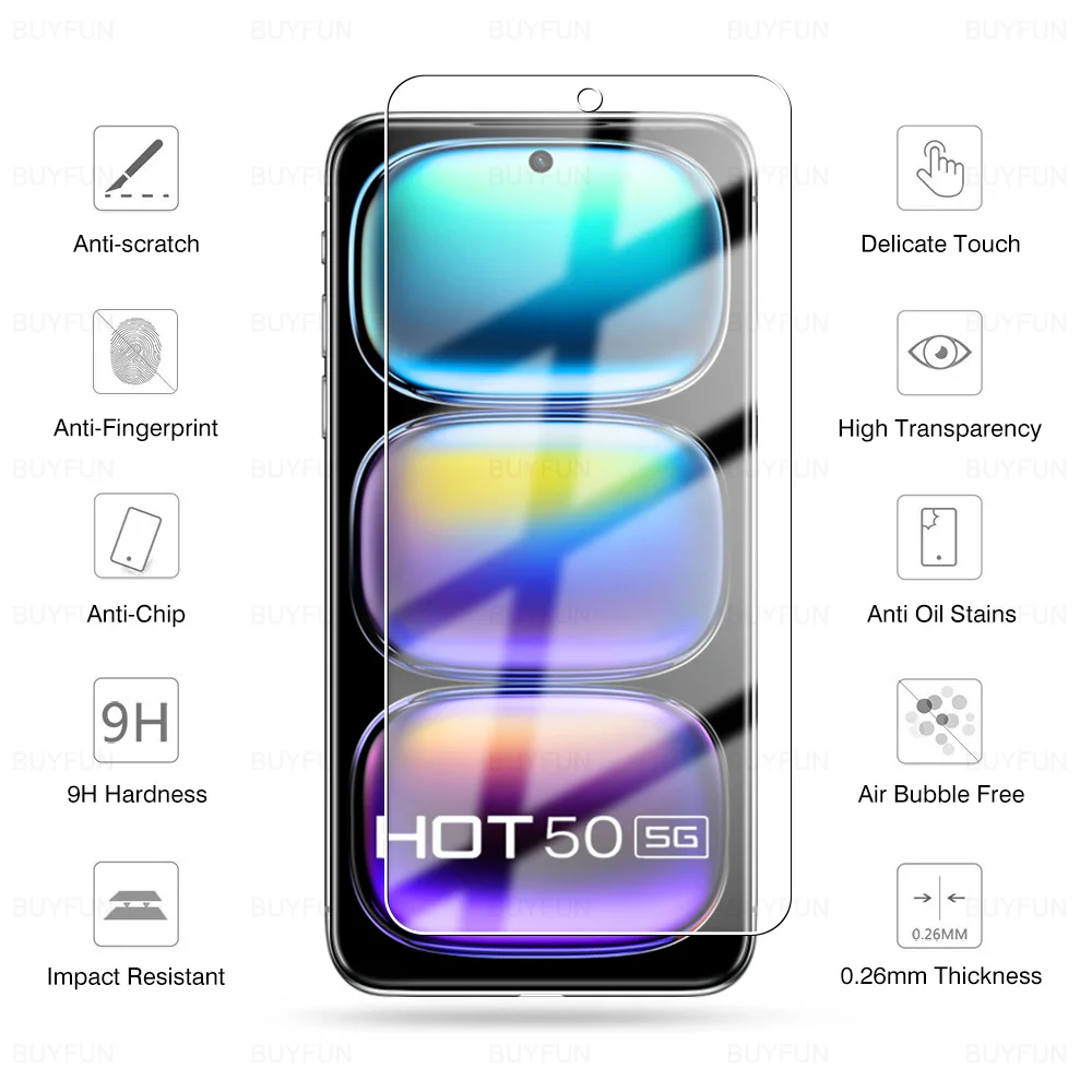 9H Glass For Infinix Hot 50 5G 2024 Tempered Glass Protective Film 50i Infini Hot50 Pro 4G 50Pro Hot50pro HD Screen Protector