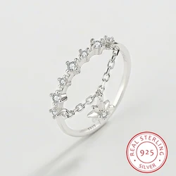 2022 NEW Simple And Fresh Star Ring For Women Real S925 Silver Strange Rhinestone Small Diamond Zircon Engagement Gift Jewelry