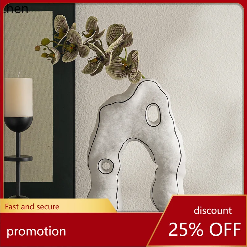 

ZML Large Vase High-End Decorative Piece Dining Table Home Ceramic Art Flower Vase Ornament