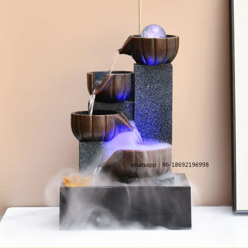 Flowing Water Ornament Small Fountain Living Room Lucky Feng Shui Wheel Desktop Water Circulation Home Decoration Office Crafts - view 5