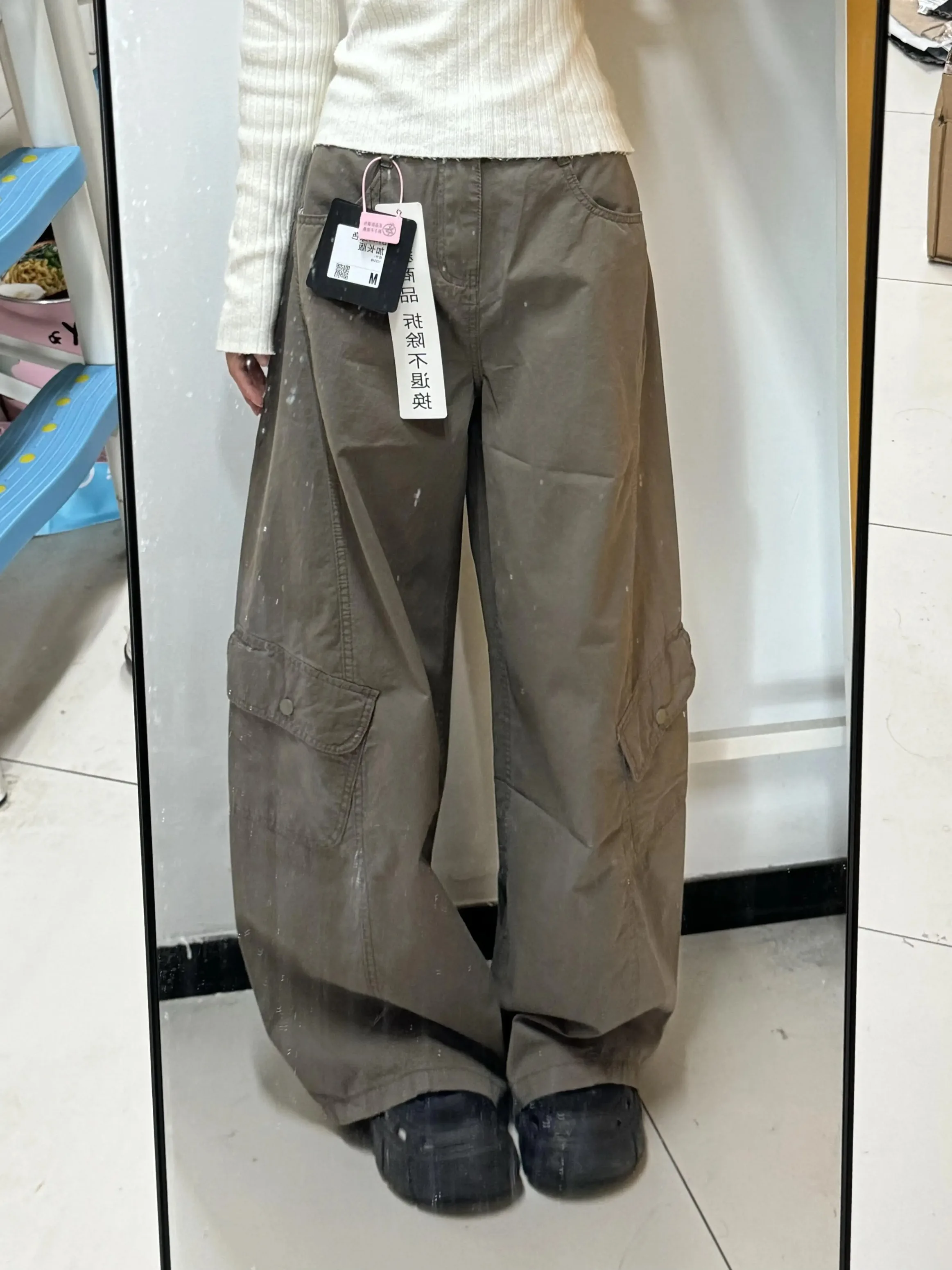 

Y2K женские осенние уличные джинсы-карго с несколькими карманами, свободные утягивающие прямые брюки с высокой талией, повседневные длинные брюки