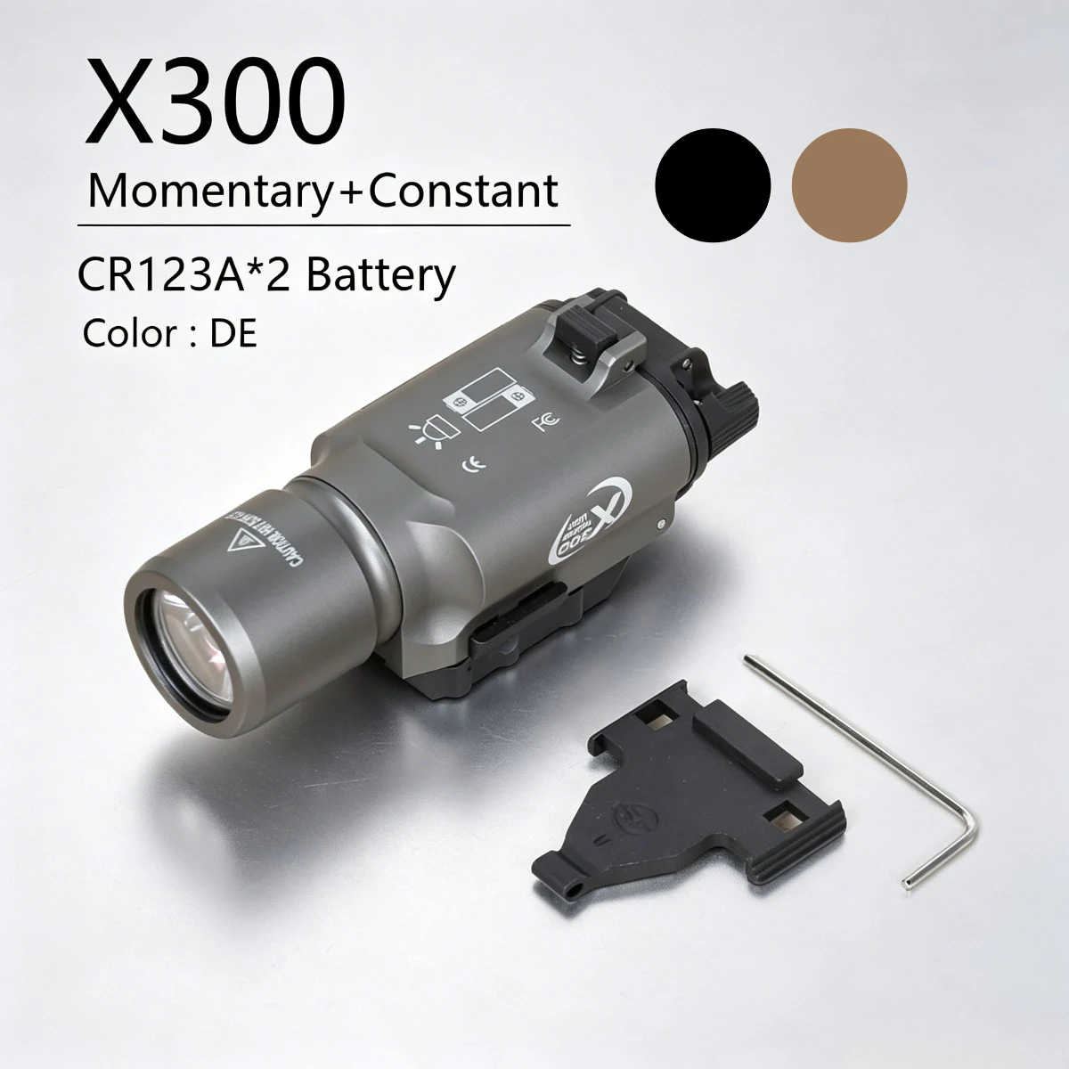 Surefire Tactical X300 Flashlight Fit 20mm Rail Hunting Outdoor Scout Light White LED and Two Way Switch