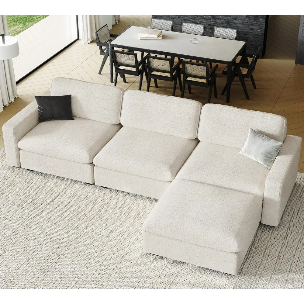 

Large Modular Sectional Sofa with Storage L Shaped Couch with Reversible Chaises 4 Seats Chenille Cloud Couch for Living Room B