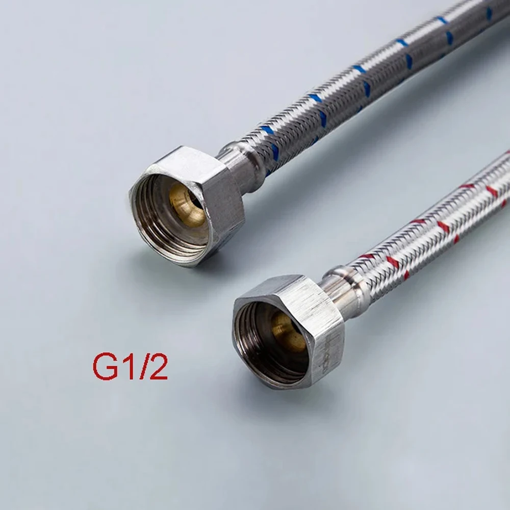 2 uds 50cm tubos de plomería flexibles G1/2 G3/8 G9/16 grifo mezclador frío y caliente tubo de suministro de agua de acero inoxidable mangueras