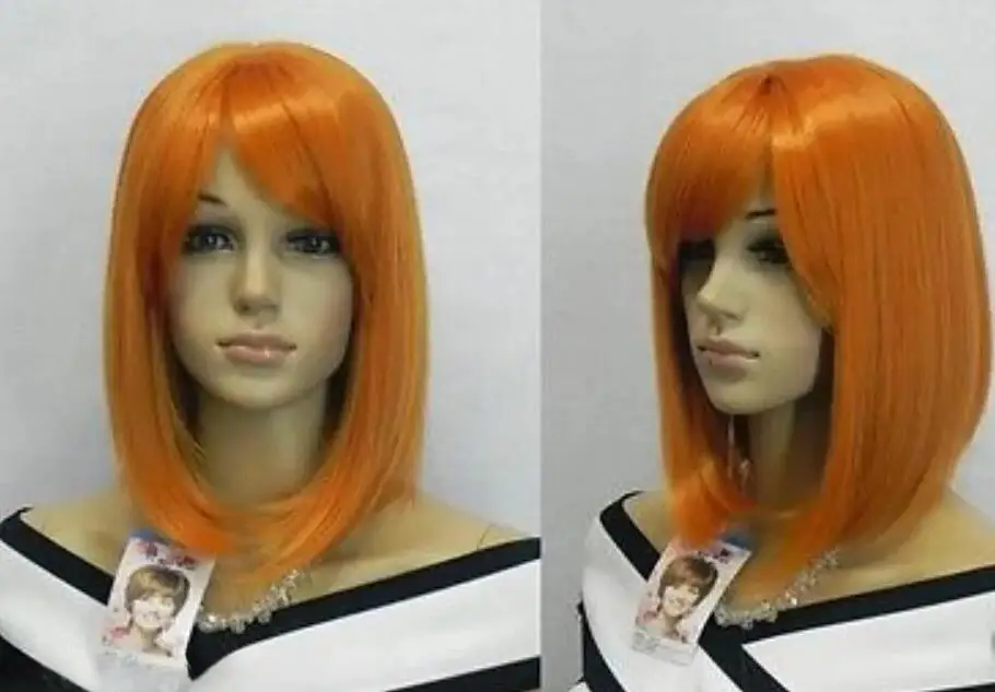 free shipping Hot Sell New Fashion Orange Medium Straight Women's Lady's Hair Wig Wigs