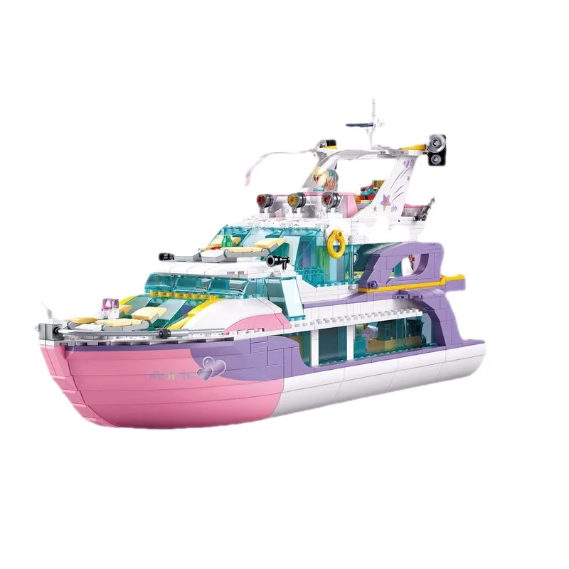 سلوبان فريندز الفاخرة يخت قارب حفلة كروز سفينة نموذج اللبنات السفينة مجموعة البحر 8 أرقام MOC لعبة لفتاة هدية عيد ميلاد