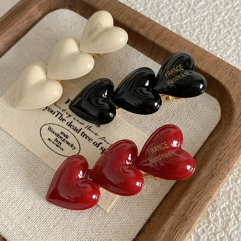 

Korean Cute Sweet Heart Duckbill Clip Fashion Lovely Women Girls Bangs Side Hairpin Simple Metal Hair Accessories
