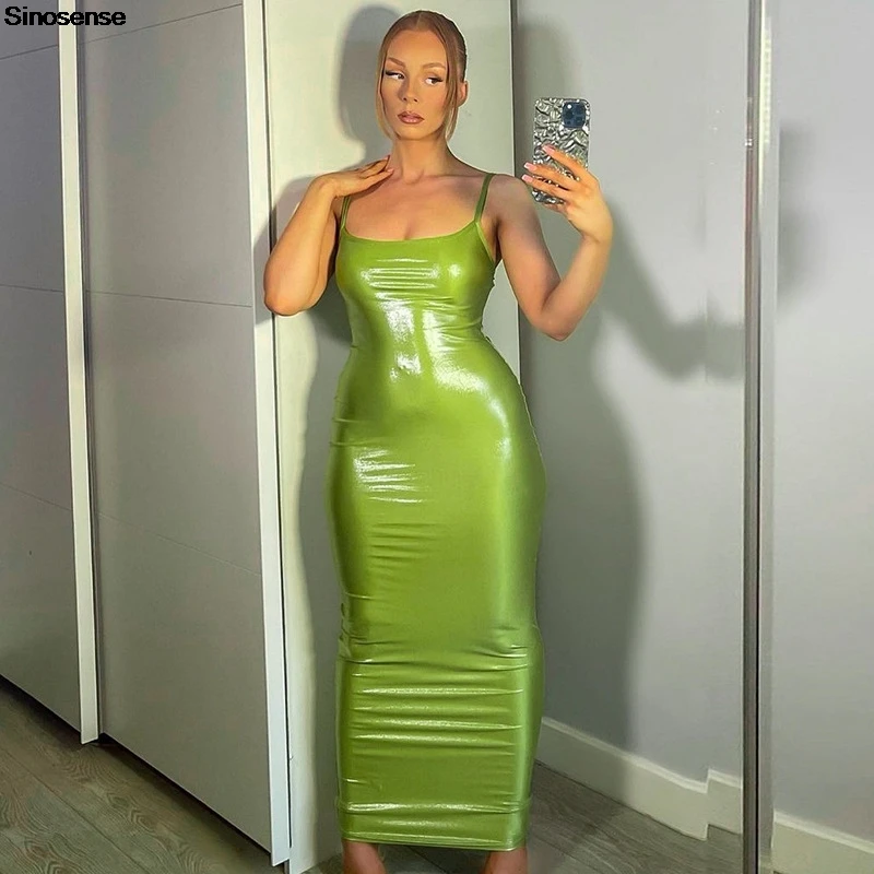 فساتين نسائية صيفية غير رسمية سهلة الارتداء بحزام سباغيتي Y2K فستان ماكسي ضيق مثير للخروج في الشارع وتاريخ الحفلات الليلية والنوادي